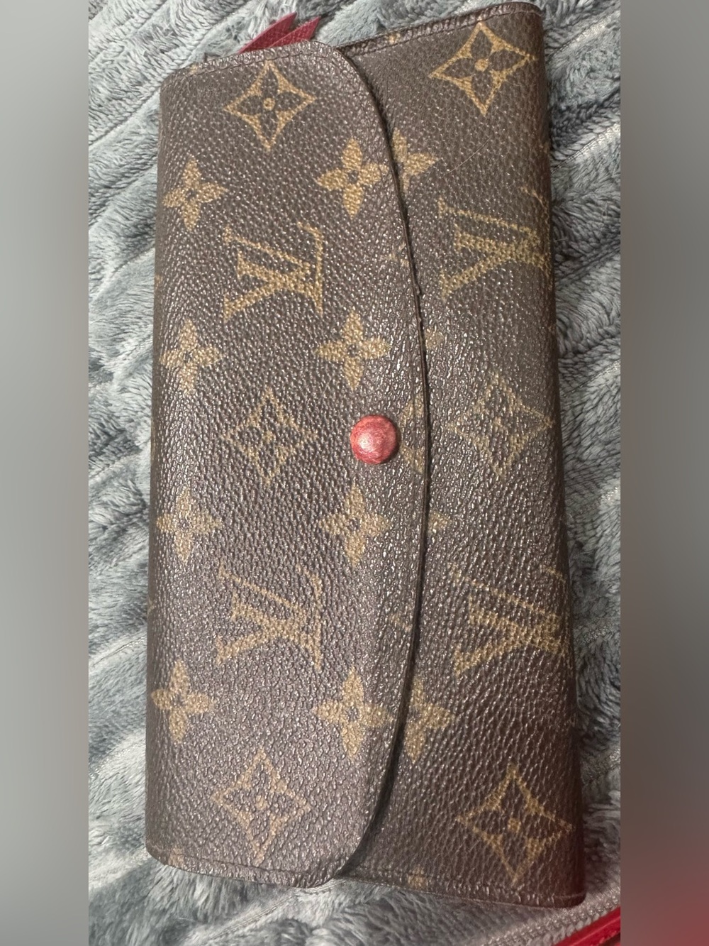 Louis Vuitton Brown Monogram Wallet with Red Snap